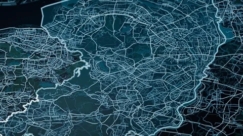 Dongguan China Glowing Digital Map Animation 4K Stock Footage 337058272