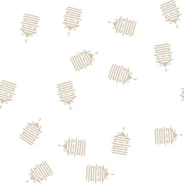 Donjon asian building glyph vector seamless pattern Stock Illustration