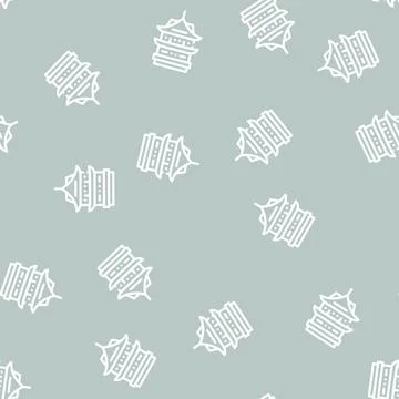 Donjon asian building line vector seamless pattern Stock Illustration