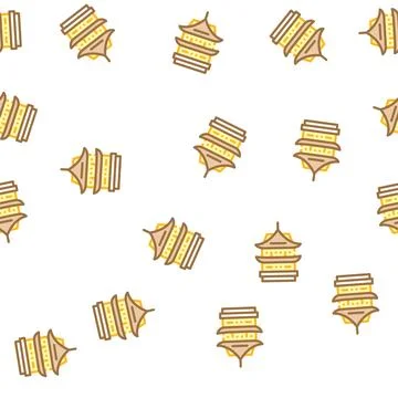 Donjon asian building vector seamless pattern Stock Illustration
