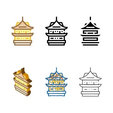 Donjon asian range building color icon vector Ilustración de archivo