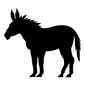 Donkey black vector icon on white background Stock Illustration