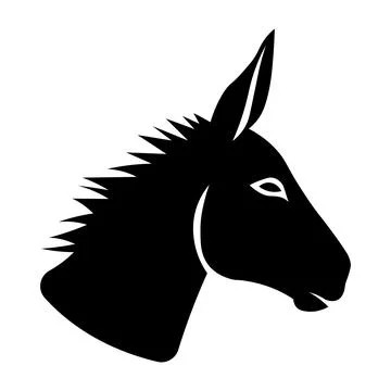 Donkey black vector icon on white background Stock Illustration