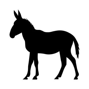 Donkey black vector icon on white background Illustrazione stock
