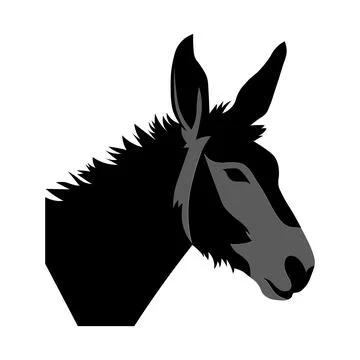 Donkey black vector icon on white background Stock Illustration