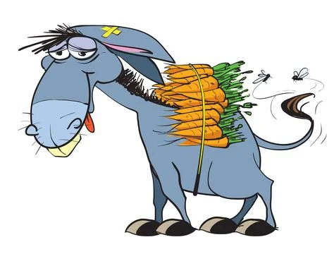 Donkey With Carrots Stock Illustration
