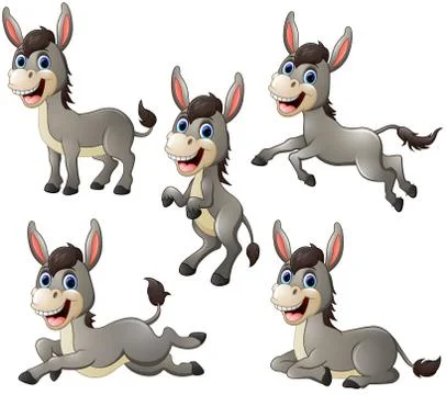 Donkey cartoon set collection Stock Illustration