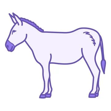 Donkey Color Icon. Vector Illustration. Mammal. Agriculture, Farming. Domes.. Stock Illustration