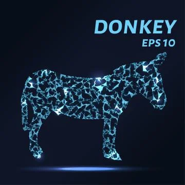 Donkey consists of points, lines and triangles. The polygon shape in the fo.. Stock Illustration