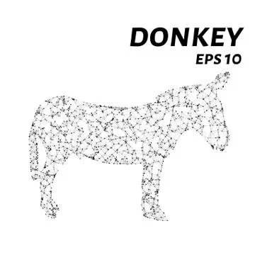 Donkey consists of points, lines and triangles. The polygon shape in the fo.. Stock Illustration