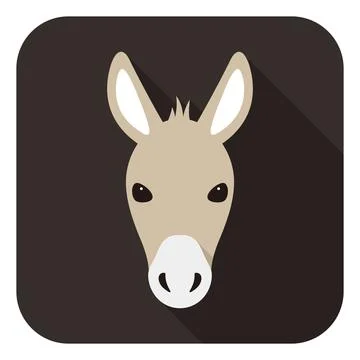 Donkey face flat icon simple design vector illustration Stock Illustration