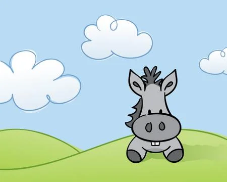 Donkey in a field Stock Illustration