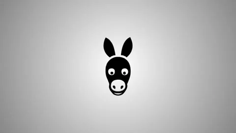Donkey head icon animation loop, black animal sign on a white background, d.. 스톡 동영상 346491047