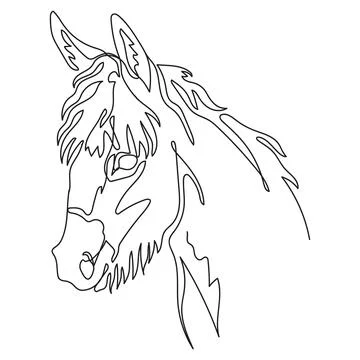 Donkey head one line drawing monochrome vector illustration Illustrazione stock