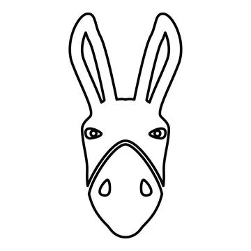 Donkey head silhouette contour outline line icon black color vector illustr.. Illustrazione stock