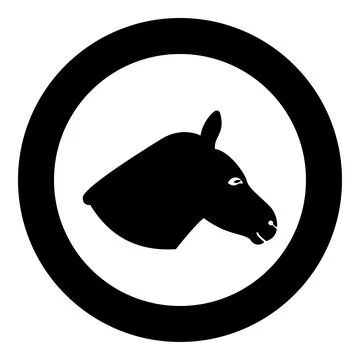 Donkey head silhouette icon in circle round black color vector illustration.. Illustrazione stock