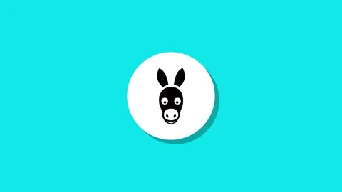 Donkey icon appearing on white circle background with shadow effect for dig.. Video stock 329273063