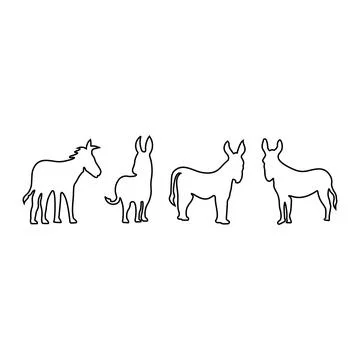 Donkey icon line set from animals collection Stock Illustration
