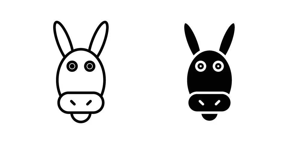 Donkey icon set modern line and solid style collection. Stock Illustration