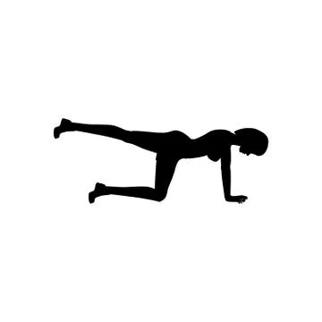 Donkey Kicks exercise workout silhouette Stock Illustration