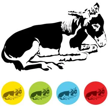 Donkey laying down Stock Illustration
