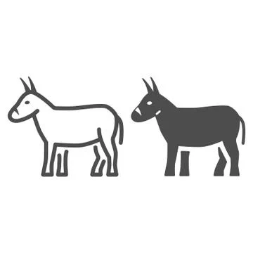 Donkey line and solid icon, Farm animals concept, mule sign on white background Stock Illustration