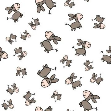 Donkey seamless pattern in cartoon style. Stock Illustration