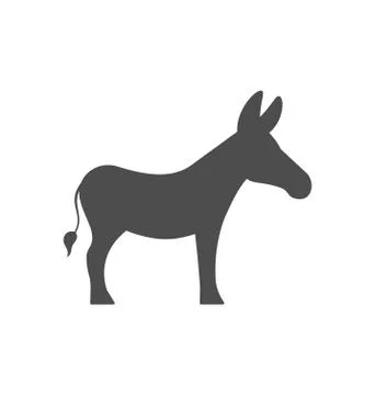Donkey Silhouette Isolated on White Background Stock Illustration