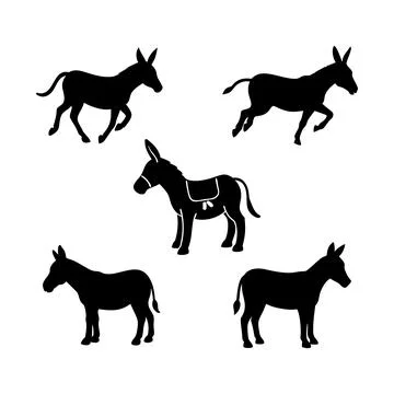 Donkey silhouette set Stock Illustration