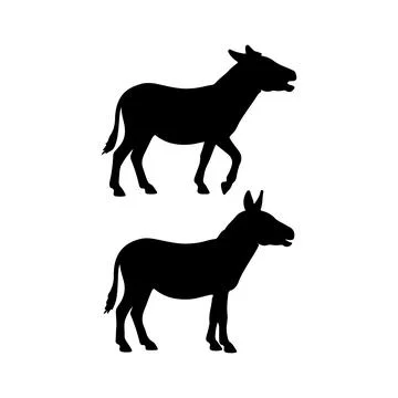 Donkey Silhouette Vector Illustration Isolated on White Background Stock-Illustration