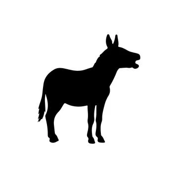 Donkey Silhouette Vector Illustration Isolated on White Background Stock-Illustration