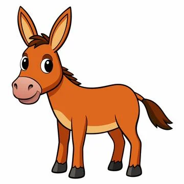 Donkey vector illustration. Cute donkey cartoon clipart, animal in flat style Stock Illustration