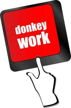Donkey work button on computer keyboard key Illustrazione stock