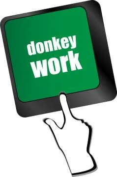 Donkey work button on computer keyboard key Illustrazione stock