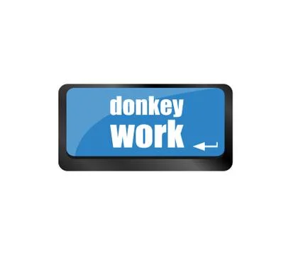Donkey work button on computer keyboard key Illustrazione stock