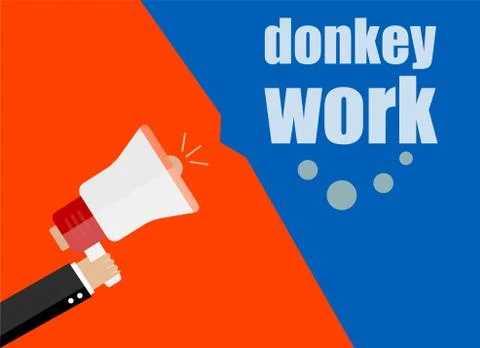 Donkey work. Flat design business concept Digital marketing business man hold Stock Illustration