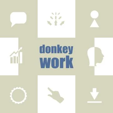 Donkey work text. Business concept . Infographic Elements. Business icon set Stock Illustration