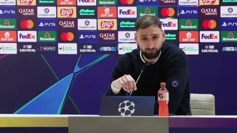 Donnarumma: "As a goalkeeper, not having Mbappé in front of you can be an advant Stock Footage 330501372