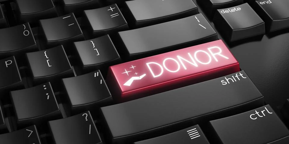 Donor - computer keyboard - 3D illustration Stock Illustration