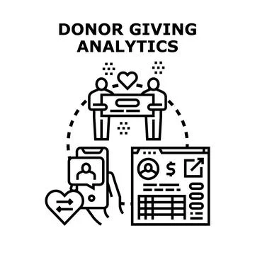 Donor giving analytics data management concept Stock Illustration