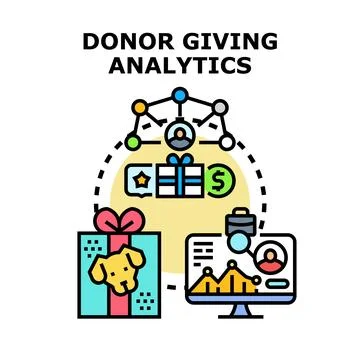 Donor giving analytics tracking charity donations Stock Illustration