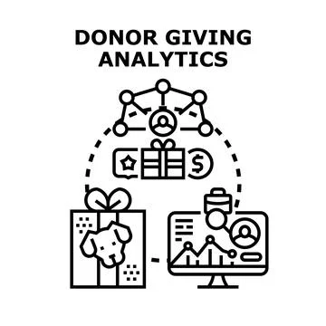 Donor giving analytics tracking charity donations Stock Illustration