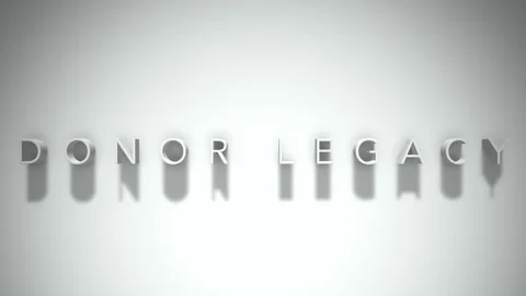 Donor legacy  3D title animation white text on a white background 스톡 동영상 299635596