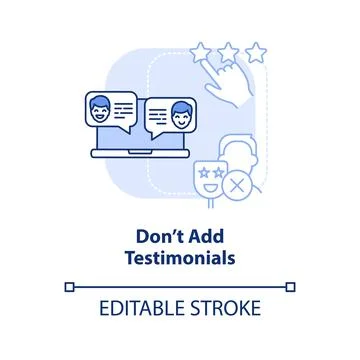 Dont add testimonials light blue concept icon 스톡 일러스트