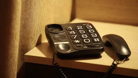 Don't answer a call from a landline push-button phone Stock Footage 297316458