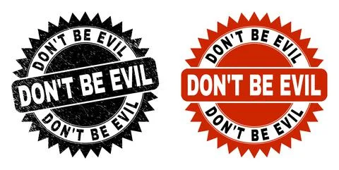 DON'T BE EVIL Black Rosette Watermark with Corroded Texture Stock Illustration