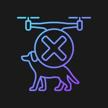 Dont fly above animals gradient vector manual label icon for dark theme Illustrazione stock