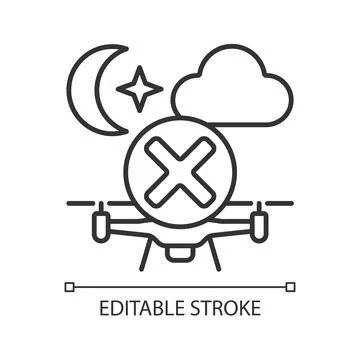 Dont fly drone at night linear manual label icon Stock Illustration