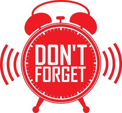 Don't forget red alarm clock, vector illustration Stock Illustration