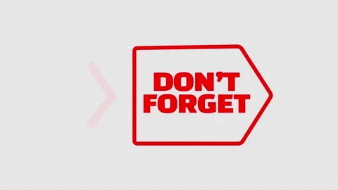 Don't Forget Reminder Tag Animation with Directional Arrow and Attention Callout Stock Footage 337079847